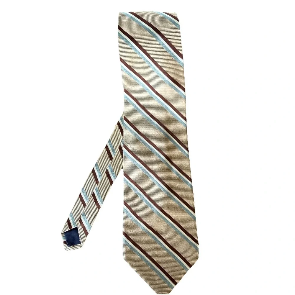 Brooks Brothers Necktie Mens OS Gold Blue Burgundy Excellent Vintage Silk Repp‎